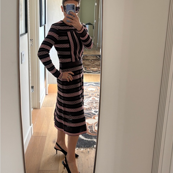 M Missoni Signature Knit Long Sleeve A-Line Dress Purple Pink  Size IT 44 /US 8 - Picture 3 of 9